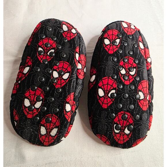 Marvel Spiderman Slippers Boys Toddlers 8" Long Black and Red - Picture 2 of 3